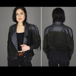 Vintage Black Suede Fringe Jacket small/medium